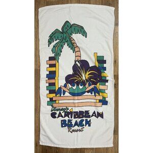 Vintage Disney Caribbean Beach Resort Beach Towel Sherry Mfg Cotton 28x53"
